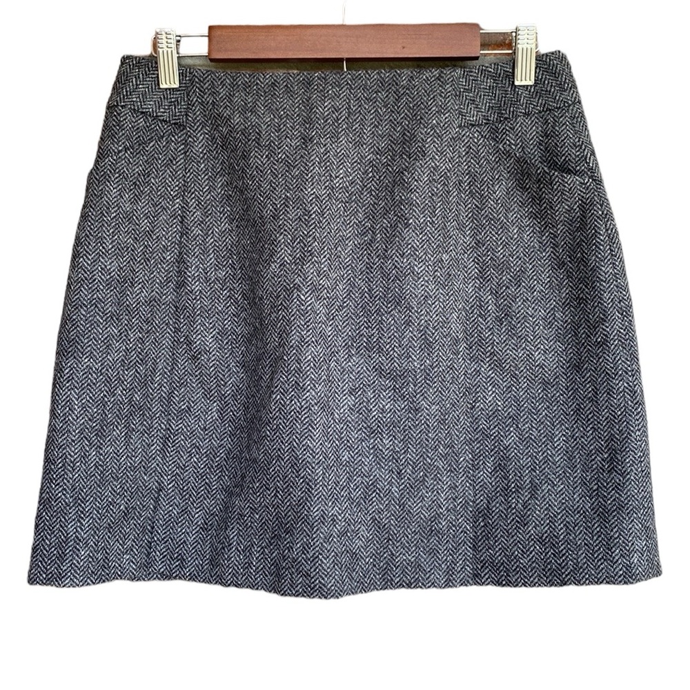 BODEN British Tweed by Moon herringbone gray tweed mini skirt size 8 SHORT